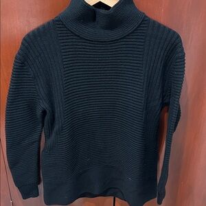 Athleta Black Ribbed Cowl Neck Sweater
